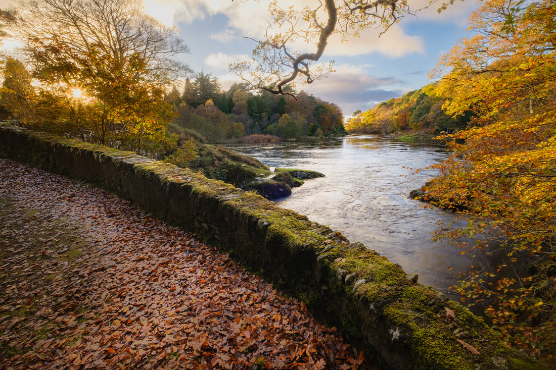 River Shiel Old Bridge at Blain with a sunburst and autumn colours | Moidart Scotland | Steven Marshall Photography
