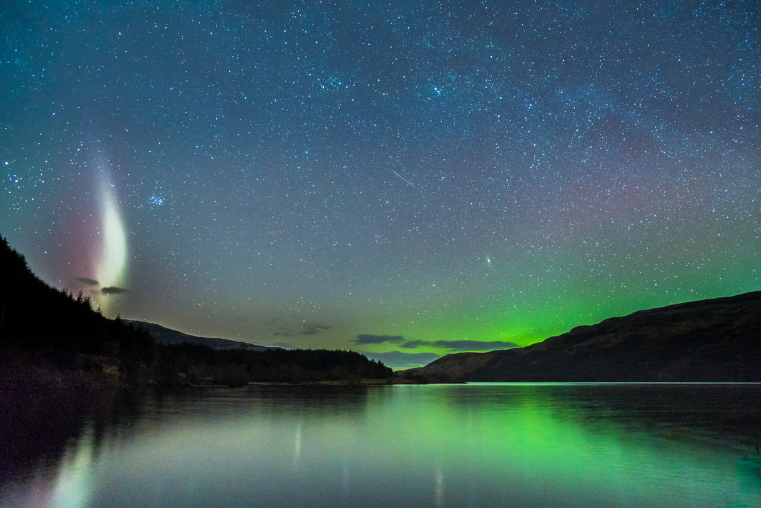 A STEVE (Strong Thermal Emission Velocity Enhancement), or Sub-auroral Arc in the night sky above Loch Arienas | Ardtornish Estate, Morvern, Scotland | Steven Marshall Photography