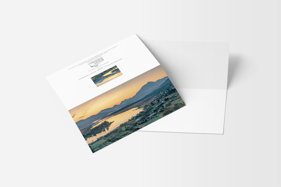 A DL sized greeting card featuring the view over Acharacle and Loch Shiel from Tom Mor at sunrise on a beautiful summer’s day | Ardnamurchan Scotland