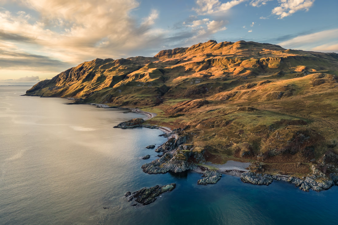The southern flank of Ben Hiant, one of Ardnamurchan’s volcanoes lit by sunset light | Ardnamurchan Scotland | Steven Marshall Photography