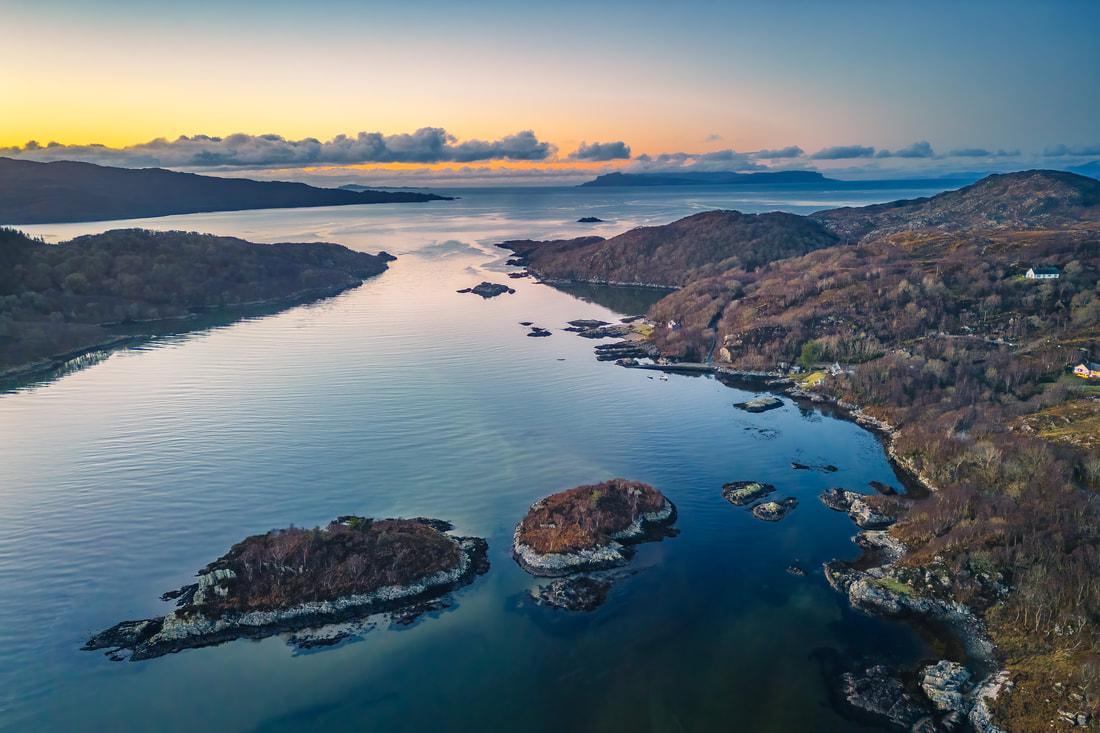 The entrance to Kentra Bay after sunset during the dusk of the blue hour | Ardnamurchan Scotland | Steven Marshall Photography