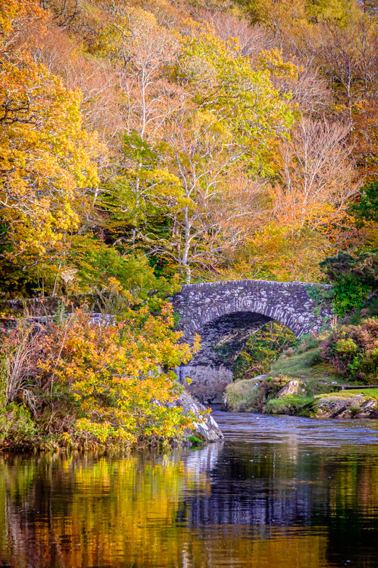 The Old Bridge over the River Shiel at Blain with trees in full autumn colours | Moidart Scotland | Steven Marshall Photography