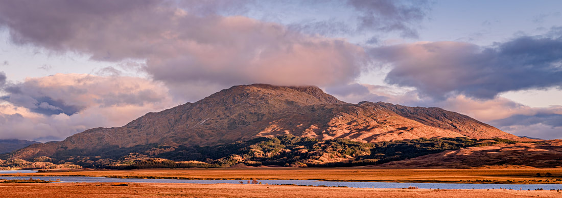 The north western flank of Ben Resipole, bathed in the last of the day's light on an autumn evening it | Moidart Scotland