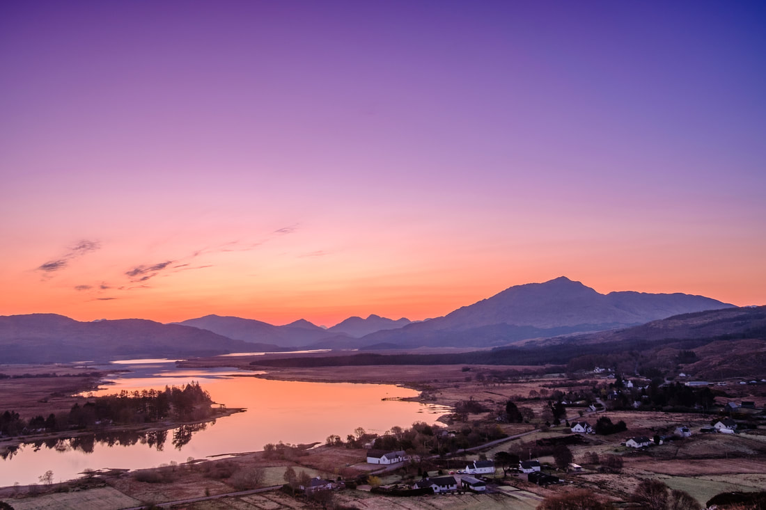 The view over Acharacle and Loch Shiel from Tom Mor at sunrise on a beautiful spring day | Ardnamurchan Scotland | Steven Marshall Photography