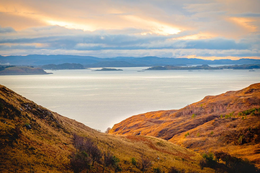 The view to the South looking over Loch Linnhe and Lismore to Port Appin from near Kilmalieu | Ardgour Scotland