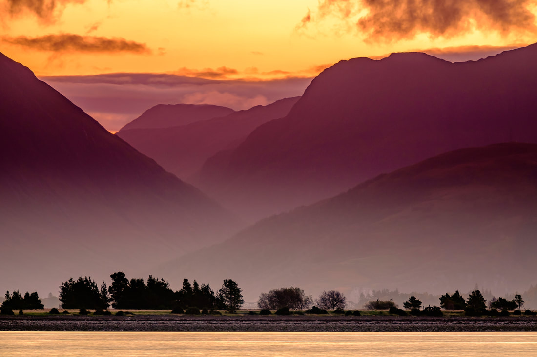 Dawn view across Loch Linnhe from Sallachan with peaks of the Glencoe Mountains in the distance | Ardgour Landscape