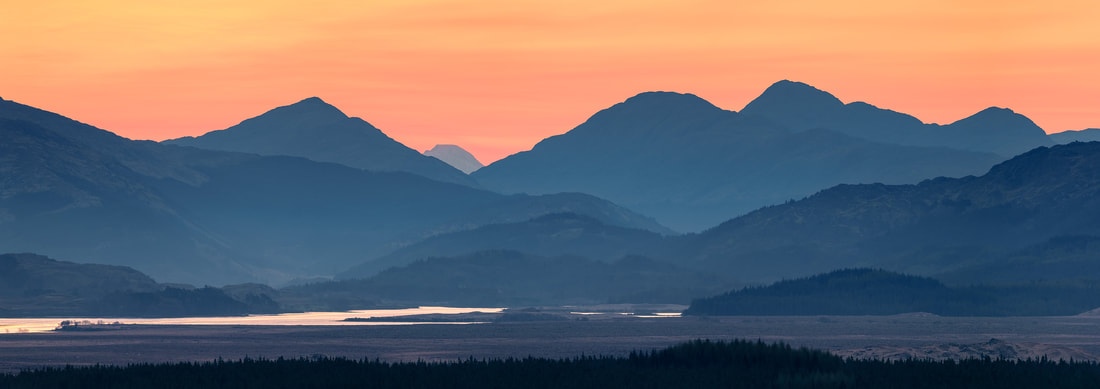 A pre-dawn view of the peaks at the North East end of Loch Shiel taken from Tom Mor above Acharacle | Ardnamurchan Scotland