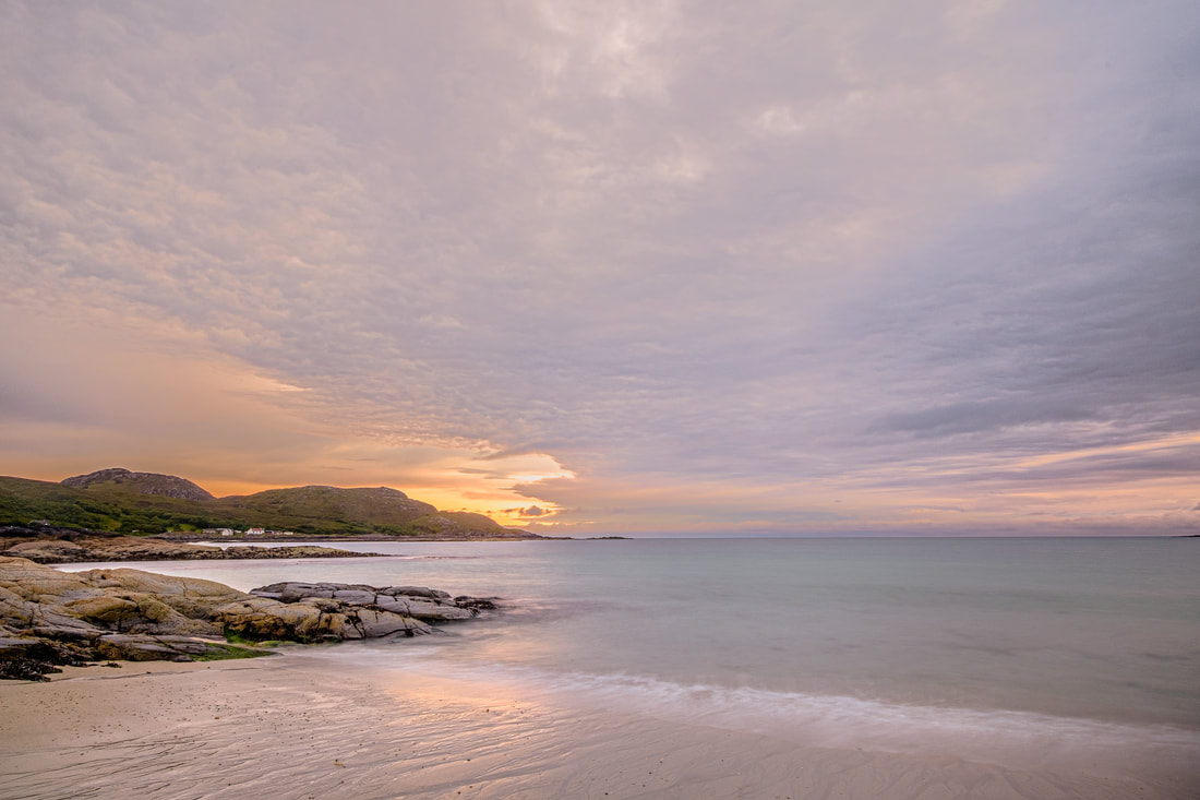Sunset from the beach at Sanna Bay with clouds on the horizon | Ardnamurchan Scotland | Steven Marshall Photography