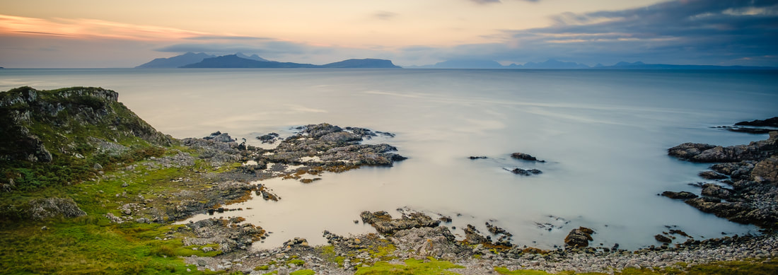 Overlooking the bay at Inverockle to Eigg and Rùm, Ardnamurchan | Steven Marshall Photography