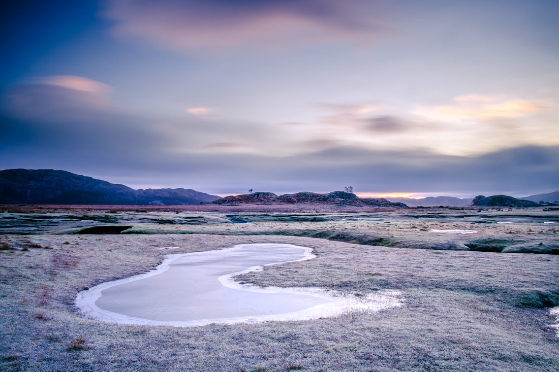 The first ice of winter covering one of the many pools in the salt marsh around Kentra Bay, taken at daybreak | Ardnamurchan Scotland