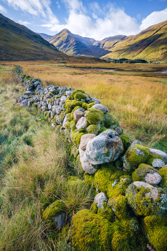 A dry-stone wall at South Corrie, Kingairloch Estate, leading to Beinn Mheadhoin | Ardgour Scotland | Steven Marshall Photography