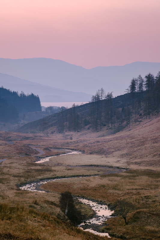 A highland stream meandering down a glen in the morning dusk at Kingairloch | Ardgour Scotland | Steven Marshall Photography