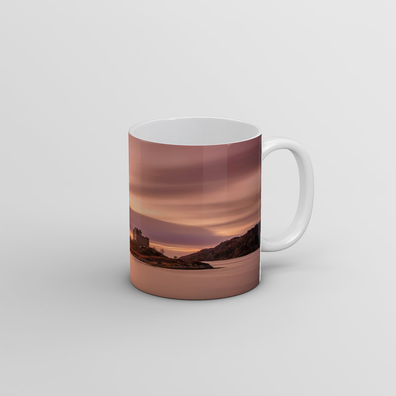 Souvenir photo mug featuring an image of the Castle Tioram with Eilean Tioram completely surrounded by the high tide | Moidart Scotland