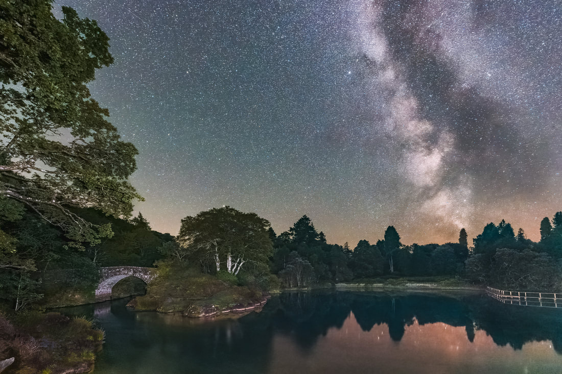 The Milky Way in the night sky above the House Pool at Blain on the River Shiel, near the Old Shiel Bridge, Moidart, Scotland | Steven Marshall Photography