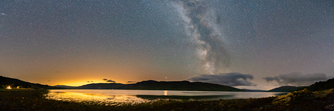 The night sky and Milky Way above Loch Sunart at Resipole | Steven Marshall Photography