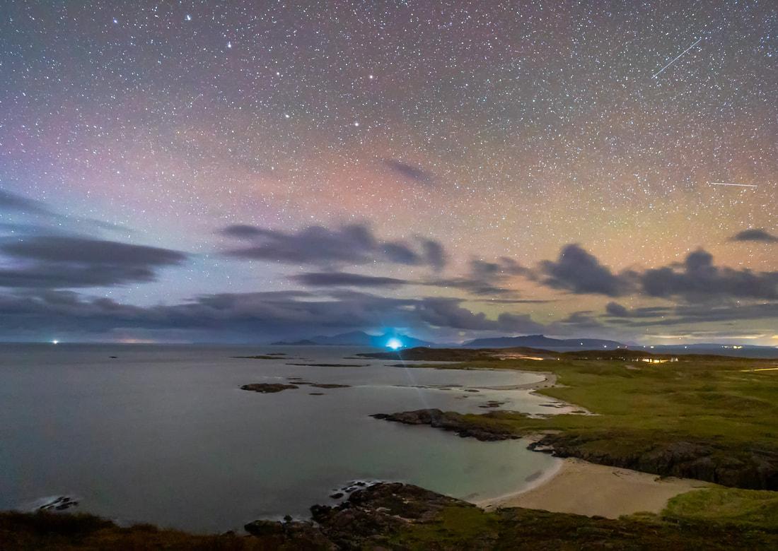 The northern night sky over Sanna Bay with the 7 bright stars of the Plough above the Small Isles| Sanna Beach, Ardnamurchan, Scotland | Steven Marshall Photography