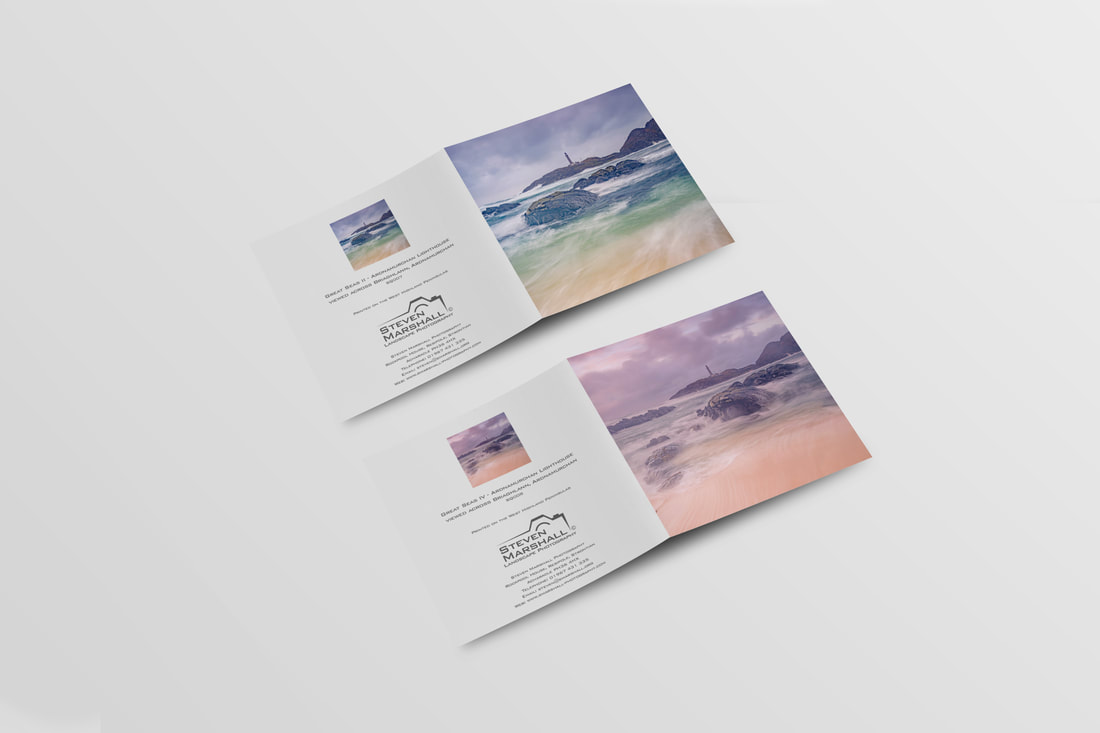 100mm square notelets featuring two images of Ardnamurchan Lighthouse photographed on a stormy evening | Ardnamurchan Scotland | Steven Marshall Photography