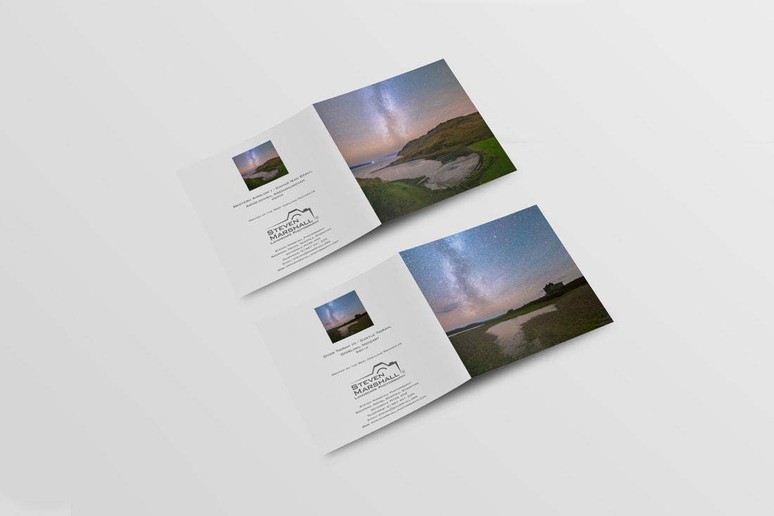 100mm square notecards featuring two separate images of the night sky over Ardnamurchan and Moidart | Ardnamurchan Moidart Scotland | Steven Marshall Photography